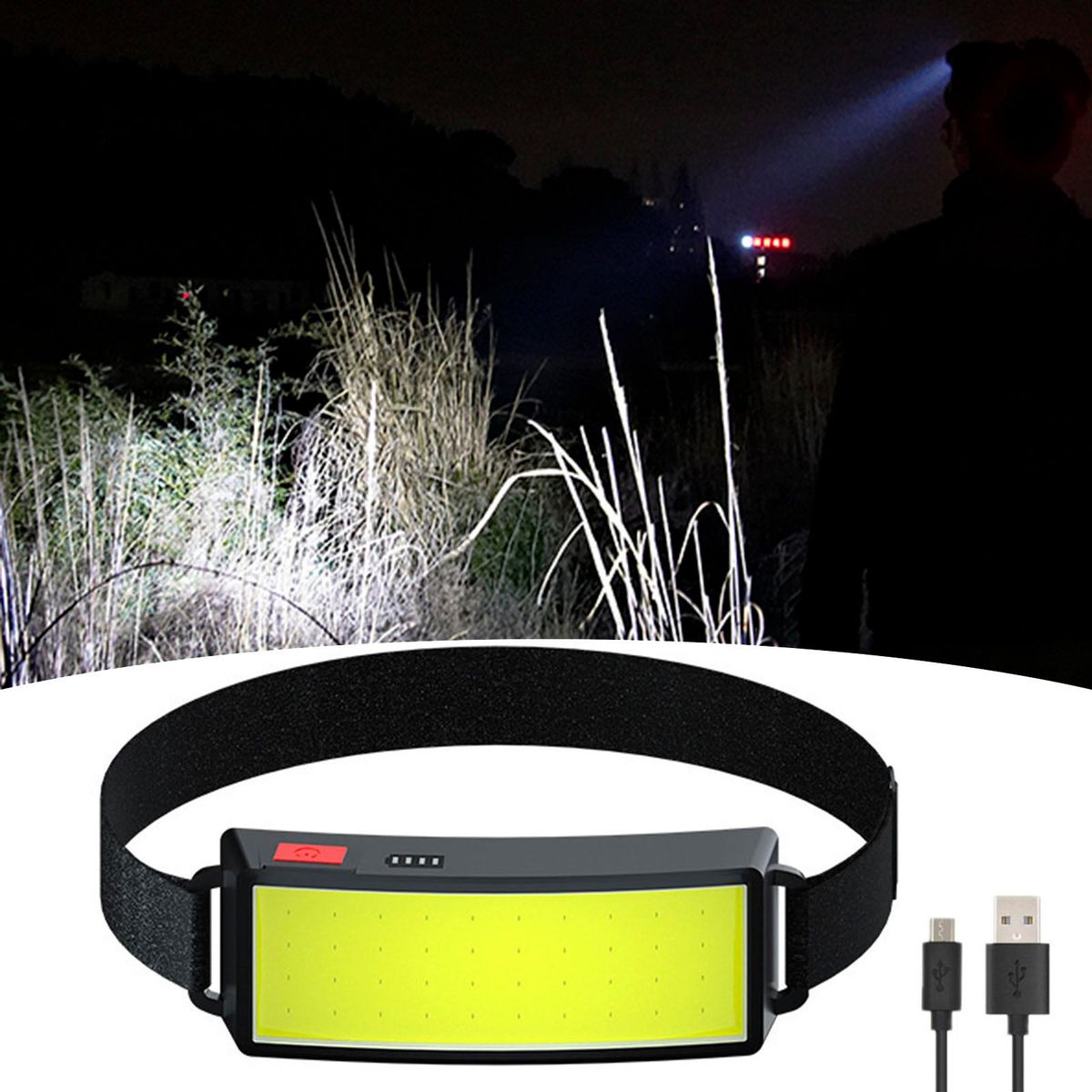 Head-Mounted Flashlight Outdoor Camping Fishing LED Lamp Black