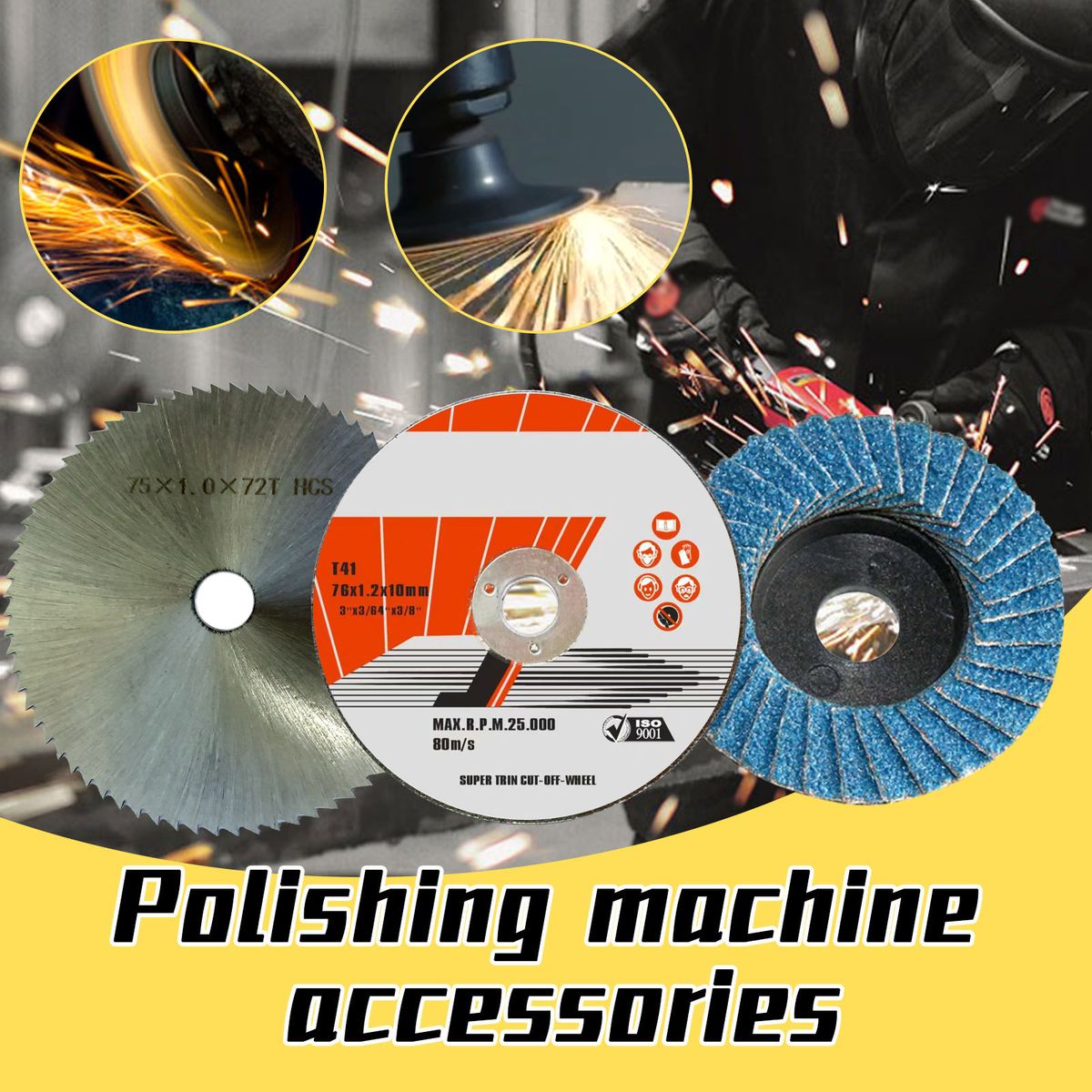 75mm Diameter 10mm Bore Grinding Disc Multifunction
