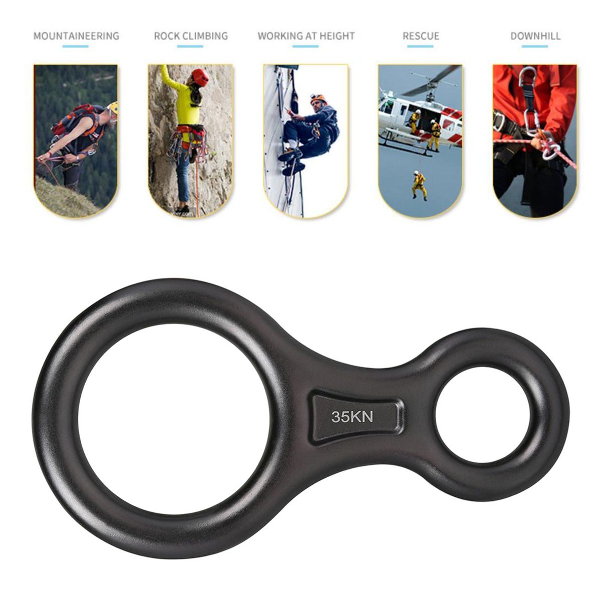 Figure 8 Descender Aluminum Alloy Rock Tree Climbing Belaying Gray