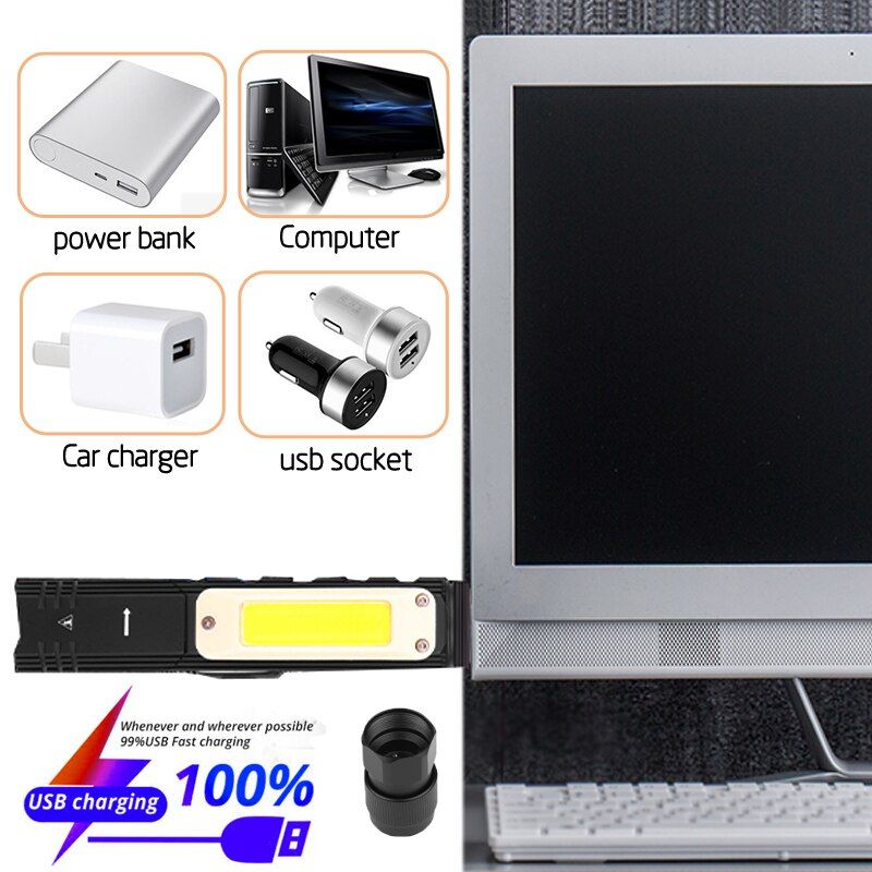 10000LM LED Flashlight Ultra Bright Waterproof COB USB