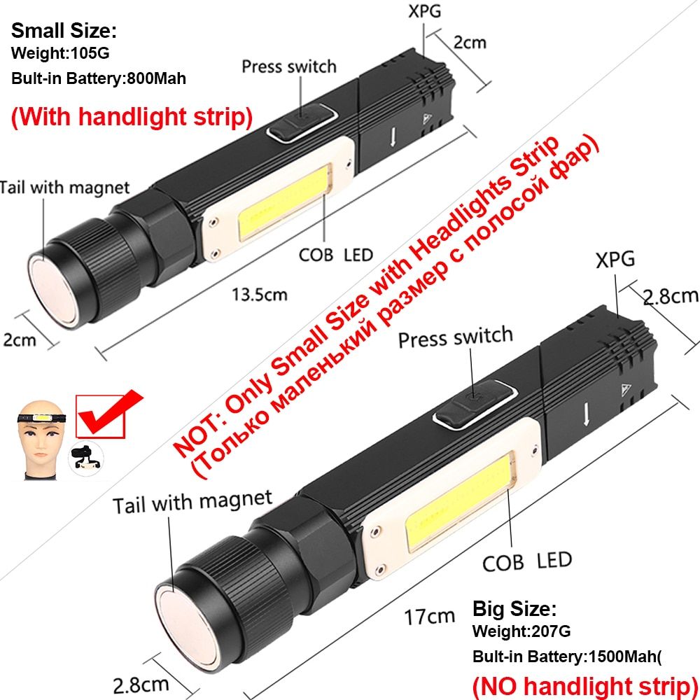 10000LM LED Flashlight Ultra Bright Waterproof COB USB