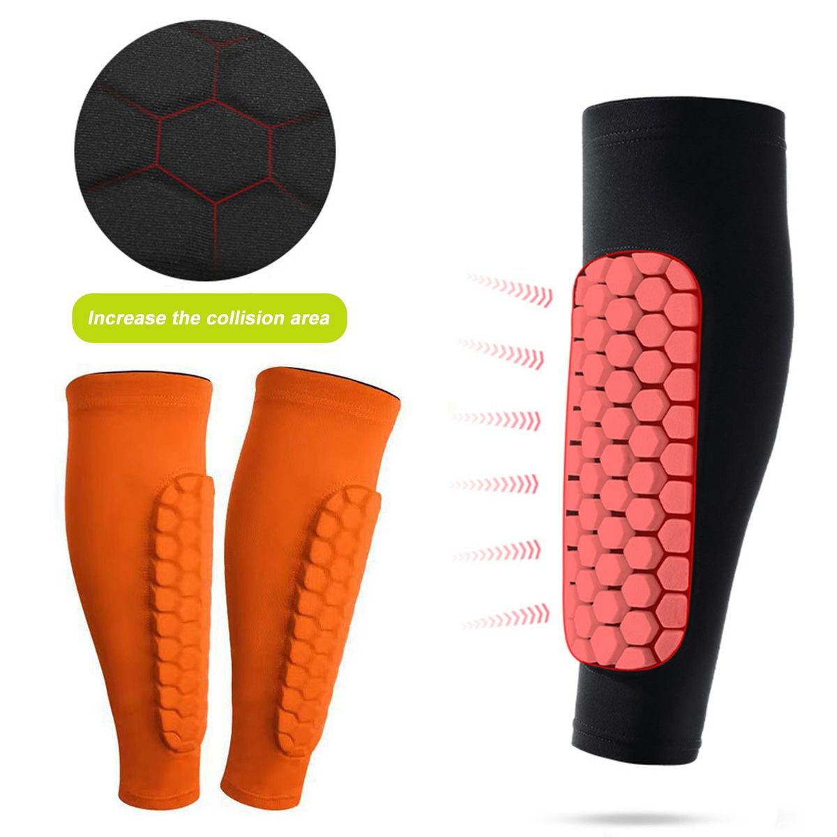 Football Shin Guards Advanced Soccer Shin Guards Impact for Adults Orange