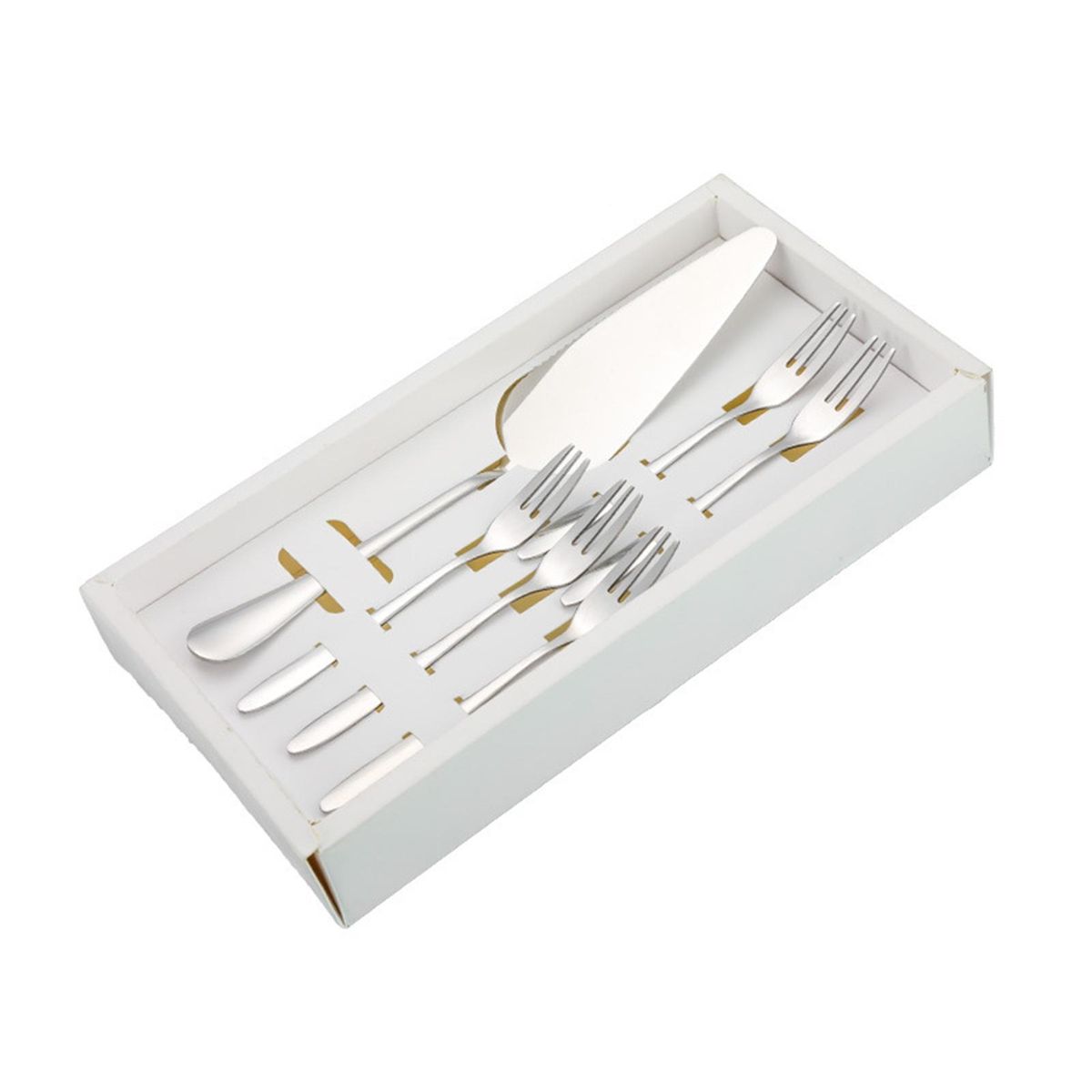 1 Set Cake Fork Shovel Set Stainless Steel Birthday Cake Dinnerware Set Silver