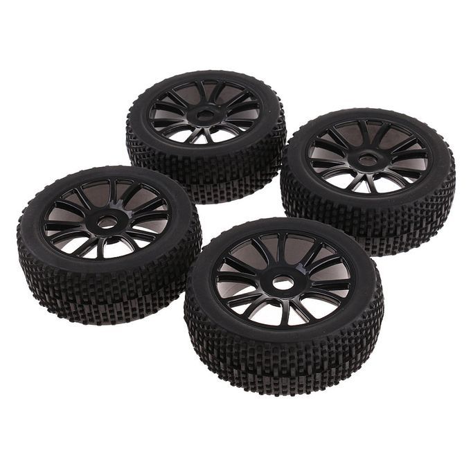 4 Pcs 17mm Hub Wheel Rims & Tyres For 1:8 Scale HSP HPI RC Car Buggy
