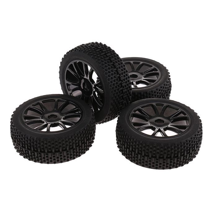 4 Pcs 17mm Hub Wheel Rims & Tyres For 1:8 Scale HSP HPI RC Car Buggy