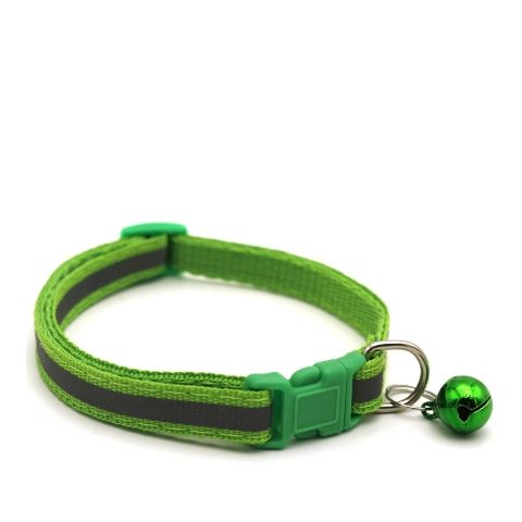 Reflective Collar For Puppy Cats And Small Dogs With Bell Green