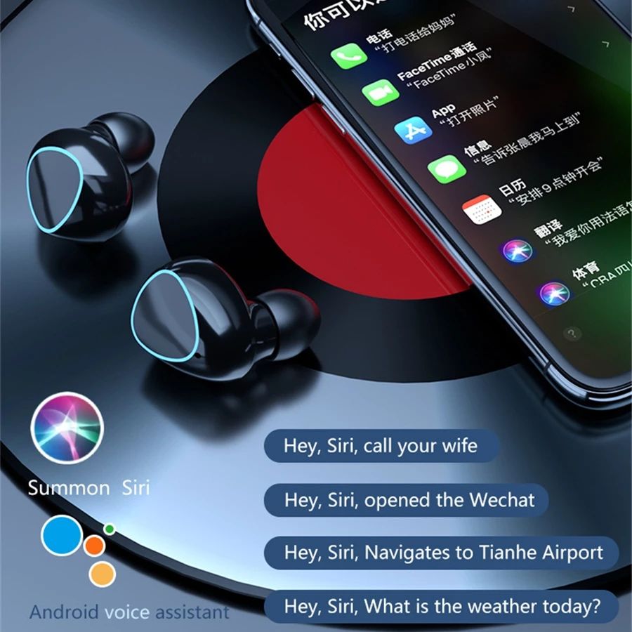 M10 Wireless Fingerprint Touch Bluetooth Headset Hifi 9D Stereo LED Charging Case Bluetooth Earphone Earbuds LED 2200mAH