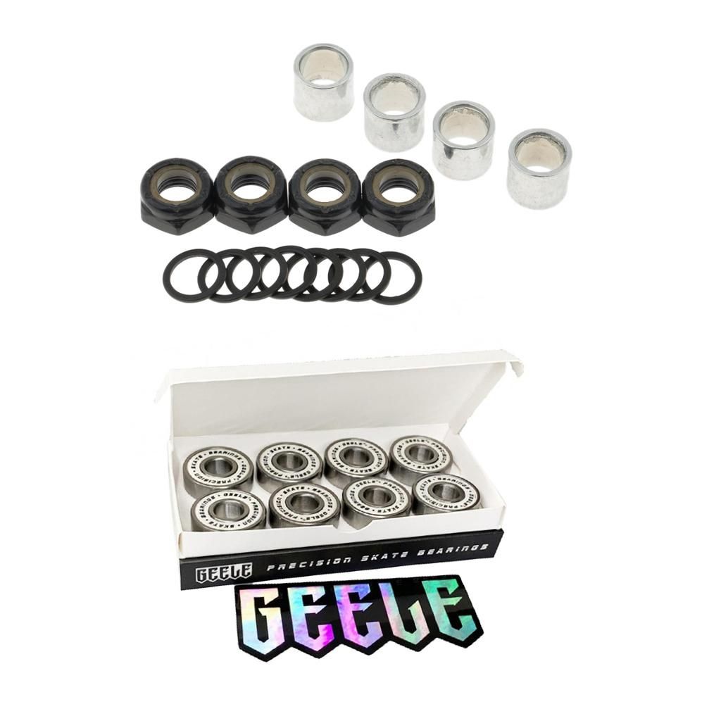 Skateboard Bearings W Bearing Spacer Nuts Axle Speed