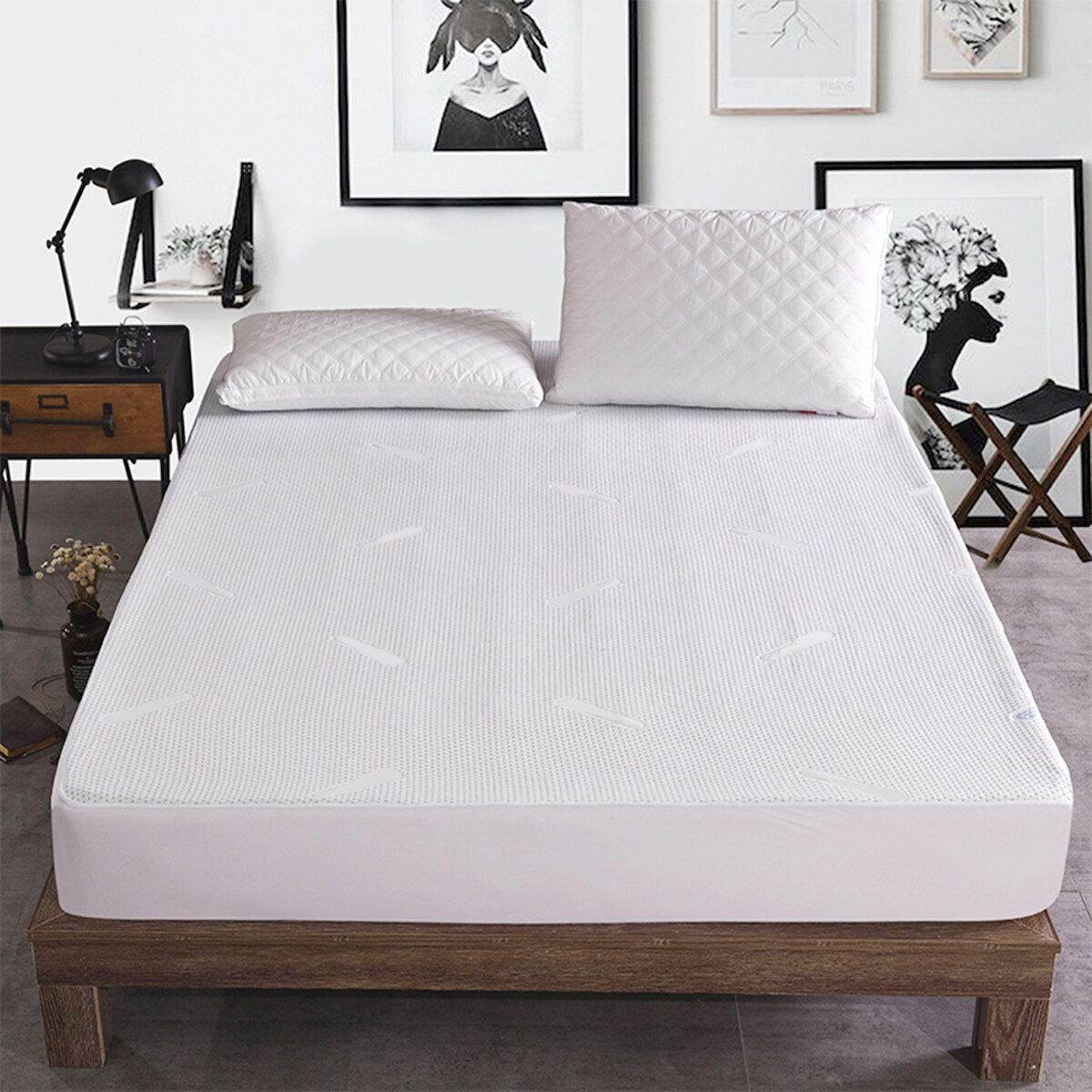Waterproof Jacquard Mattress Topper Protector Cover Pad Hypoallergenic Against Dust Mites Bacteria 39x75+14inch