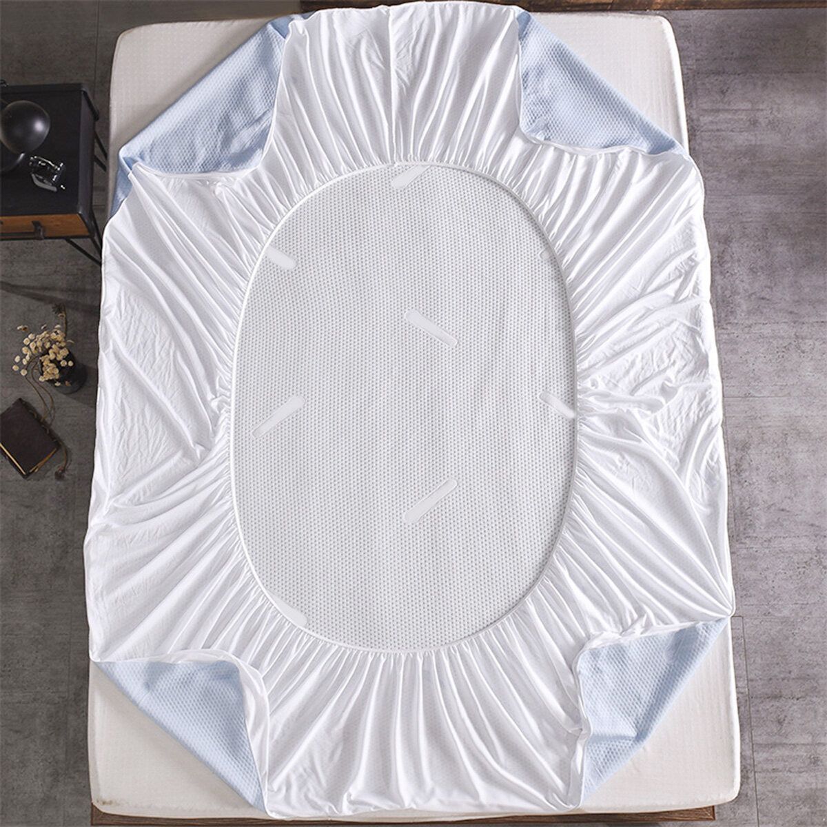Waterproof Jacquard Mattress Topper Protector Cover Pad Hypoallergenic Against Dust Mites Bacteria 39x75+14inch