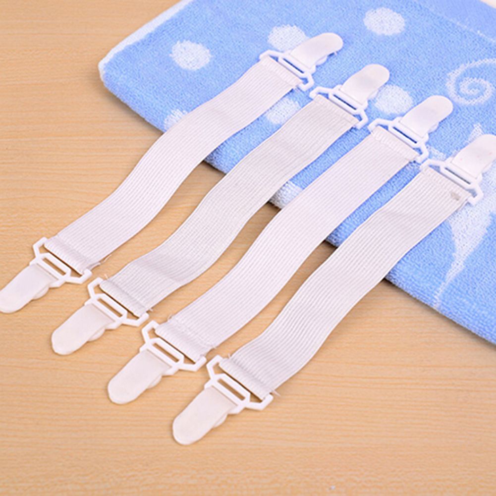 4 Pcs Bed Sheet Mattress Cover Blankets Home Grippers Clip-