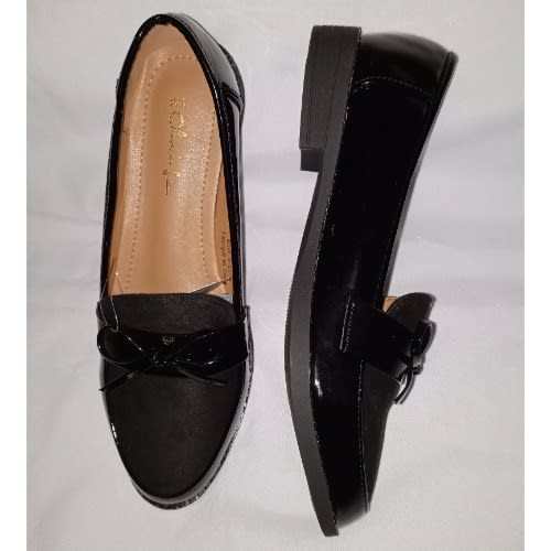 Patent Leather With Suede Top Office Shoe