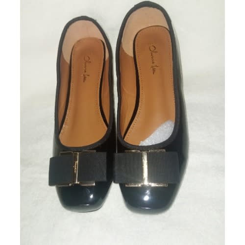 Patent Leather Flat Office Slip-on - Black