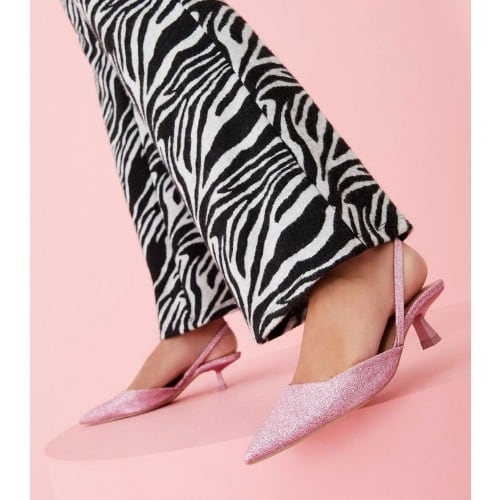 Glitter Kitten Slingback - Court Shoes  - Pink