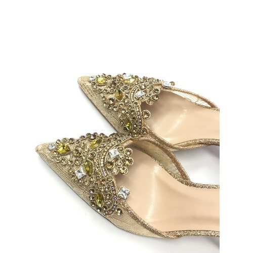 Embroidered Sequin Slingback Heels