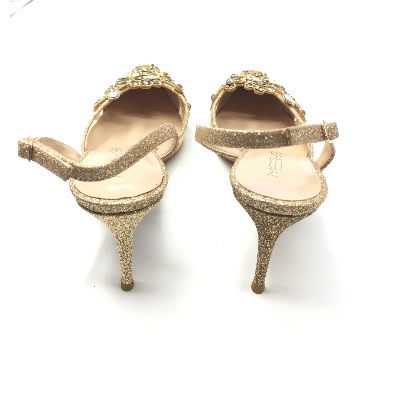 Embroidered Sequin Slingback Heels