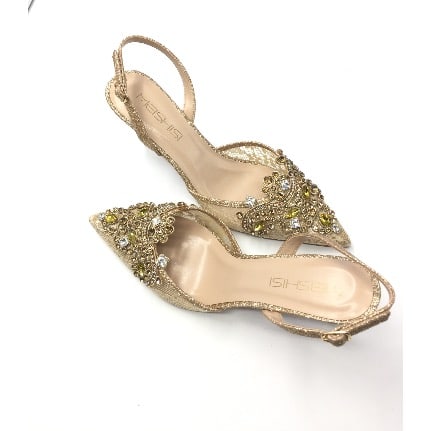 Embroidered Sequin Slingback Heels