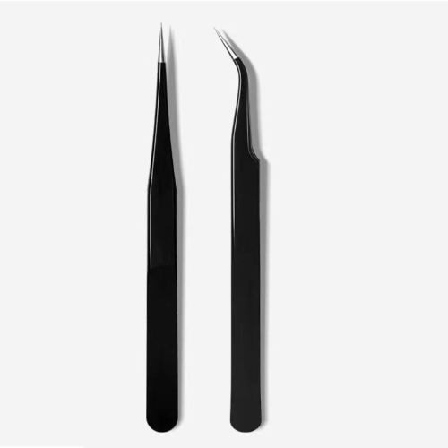 A Pair Of Multi-purpose Stainless Straight And Elbow Tweezers