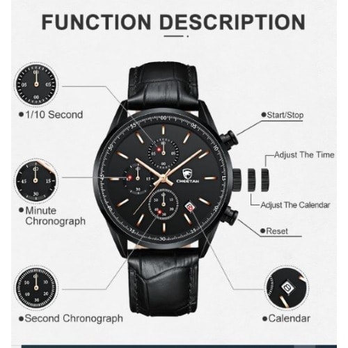 Cheetah Limited Edition Waterproof Wrist Watch - Black