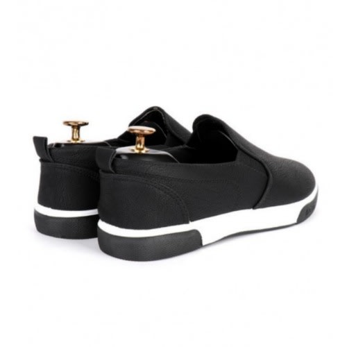 Men's Leather Office Slip-on-black