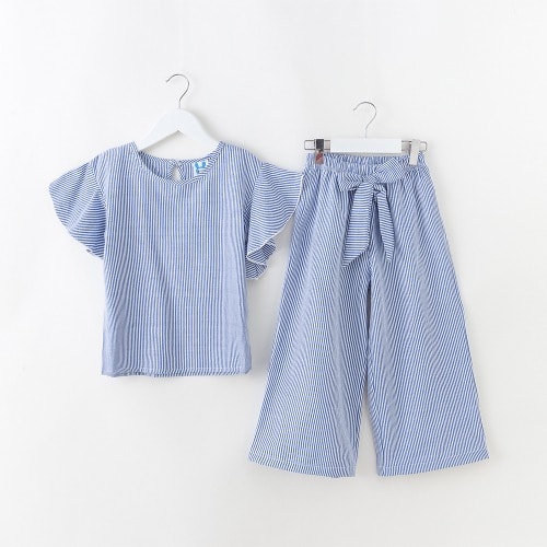 Stripped Palazo Pants Set - Blue