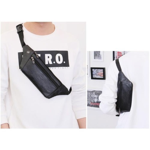Ultra-Thin Pu Waist Bag - One Size Fits All - Black
