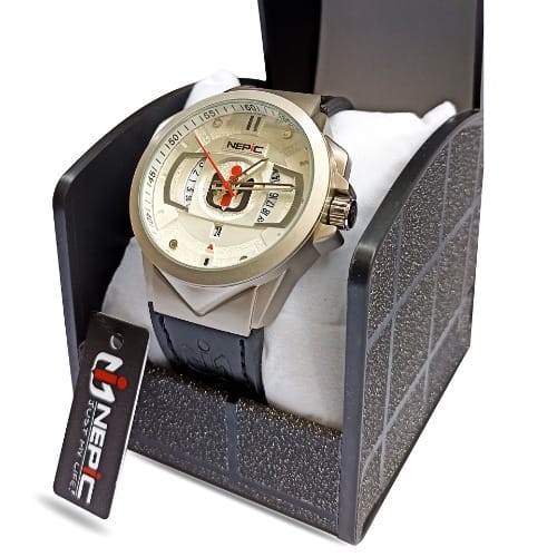Leather Wrist Watch For Men - Black