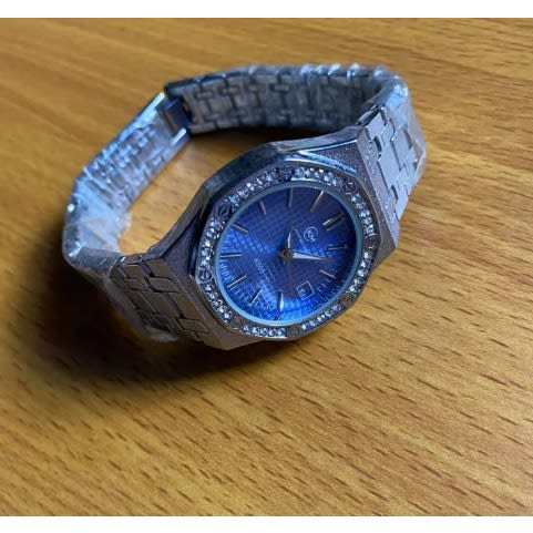 Square Circle Women's Iced Silver Wrist Watch