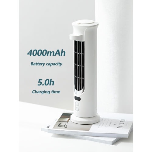Mini Tower Air Cooling Oscillating Rechargeable Fan With Air Humidifier -White -4000mAH -Y33