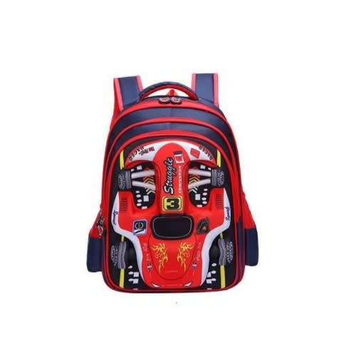 3D Embossed Cartoon Character School Bag - Medium - Red