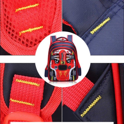 3D Embossed Cartoon Character School Bag - large -- Red