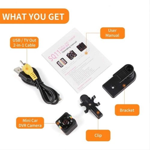 Mini Camera 1080P Hidden Camera With IR Night Vision And Motion Detection - BLACK