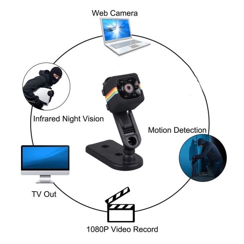 Mini Camera 1080P Hidden Camera With IR Night Vision And Motion Detection - BLACK