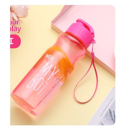 600ml Portable Plastic Water Bottle- Pink