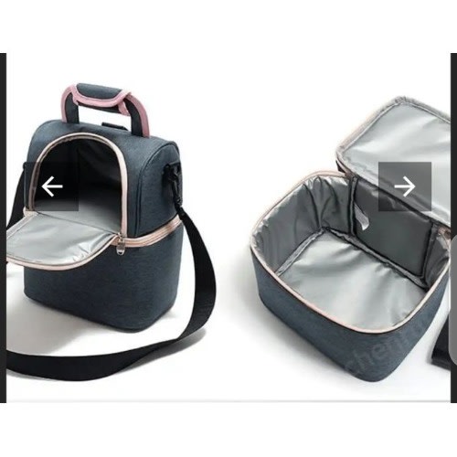 Sannea Dual Insulated Lunch Bag - Blue & Peach