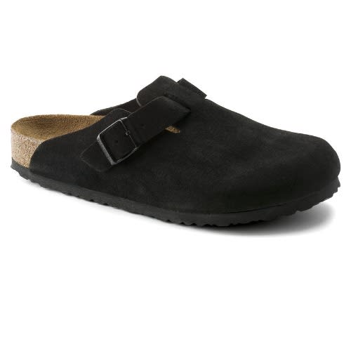 Suede Leather Tan Mule - Unisex  - Black