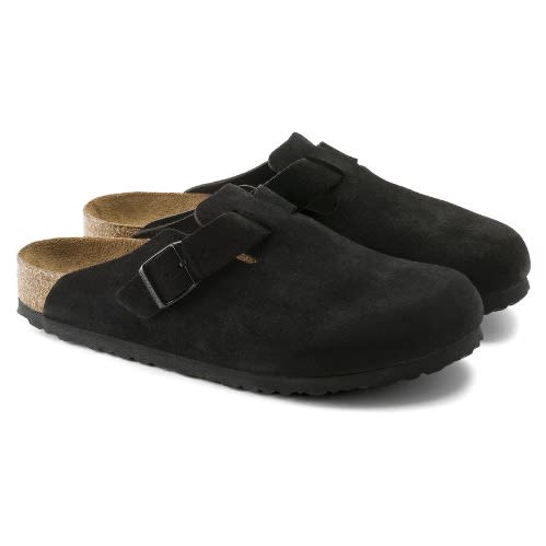Suede Leather Tan Mule - Unisex  - Black