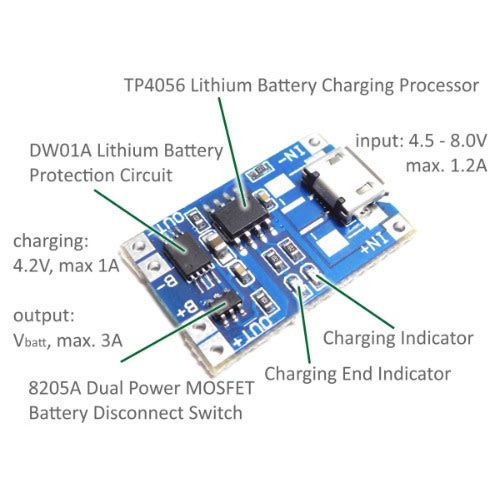 2 Pieces Tp4056 Lithium Battery Charger Module
