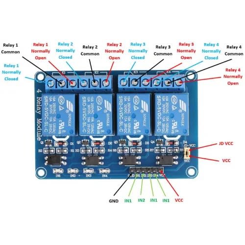 4 Channels 5v Active-low Electromagnetic Relay Module