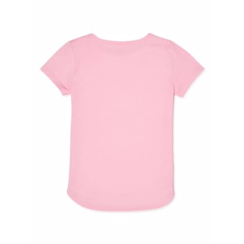 Girls Solid Short Sleeve Plain T-shirt - Pink