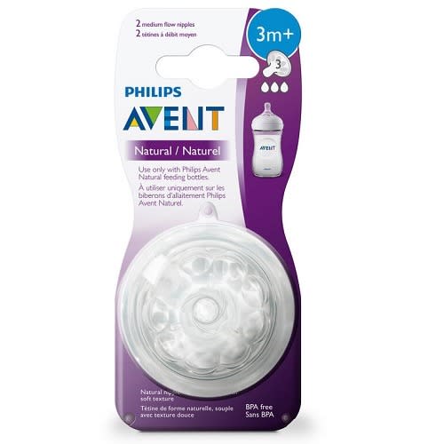 Medium Flow 2 Piece Natural Teats - 3m+