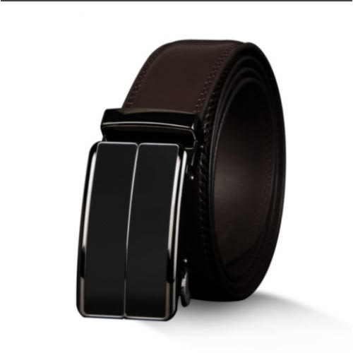 Automatic Buckle Leather Belt - Brown