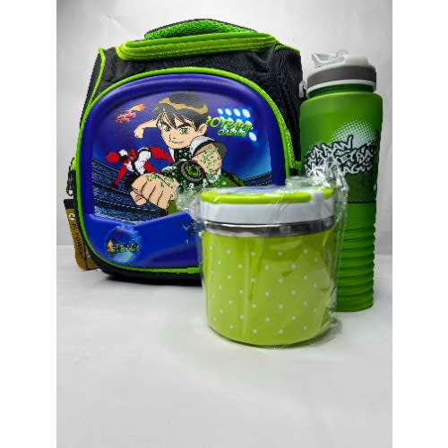 Ben 10 Kids Lunch Set - Bag With Flask And Water Bottle - 3 In 1
