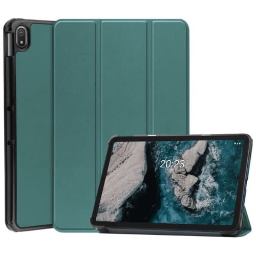 Leather Flip Case For Nokia T20 - Green
