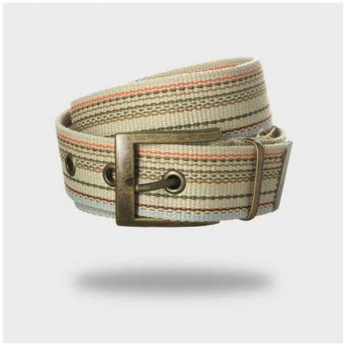 Men's Pin Buckle Striped Canvas Belt - Straw