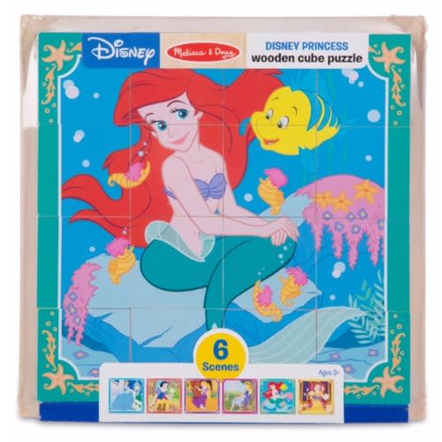 Disney Princess Wooden Cube 6-in-1 Puzzle With Storage Tray