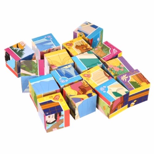 Disney Princess Wooden Cube 6-in-1 Puzzle With Storage Tray