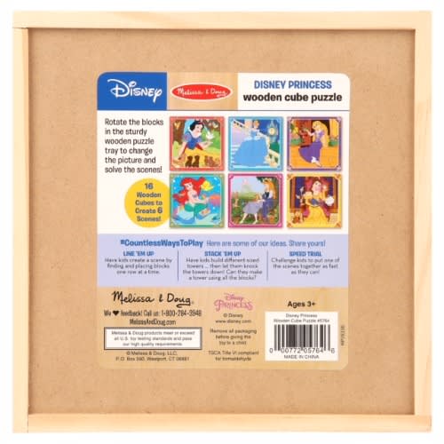 Disney Princess Wooden Cube 6-in-1 Puzzle With Storage Tray