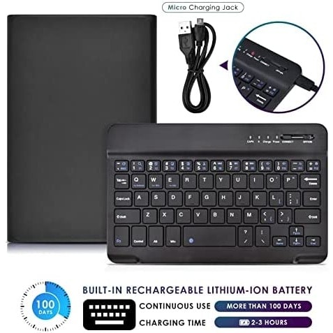 Flip Cover Bluetooth Keyboard For Galaxy Tab A 10.1- Black