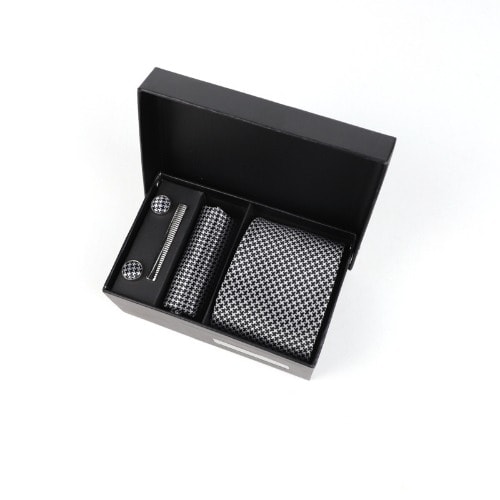 Men's Black And Ash Mix Color Tie Set